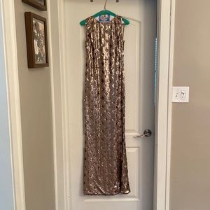 Dress the Population long gold sequence dress